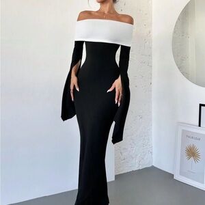 Off-Shoulder Black and White dress